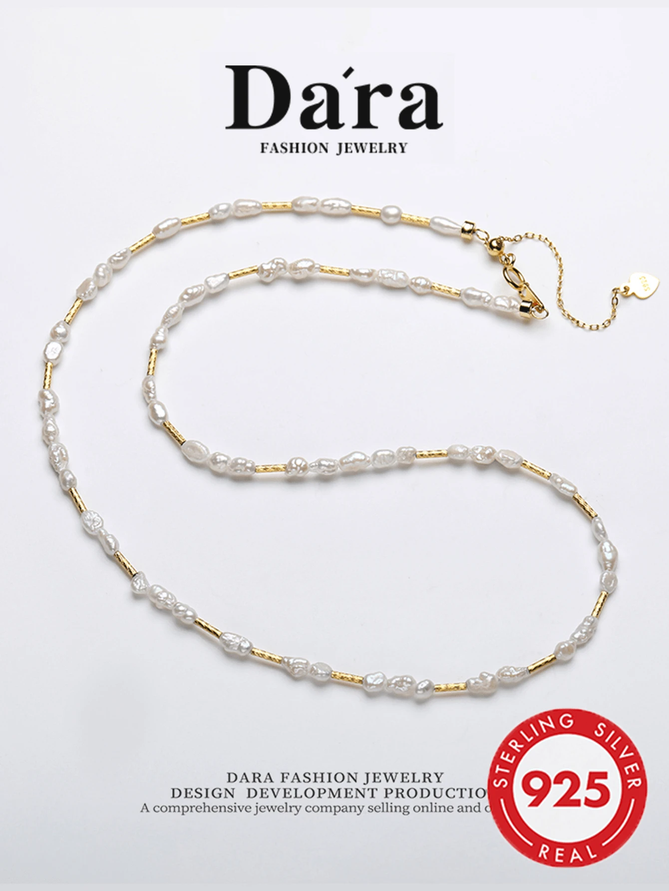 DARA S925 Sterling Silver Freshwater Pearl Necklace 2-3mm White Beads Minimalist Fashion Style For Dating And Gifting - White - View 1