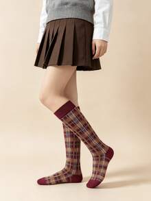 1/3 Pairs Maillard Japanese Retro Colorful Plaid Versatile Comfortable Preppy Style Calf Socks - Multicolor - View 8