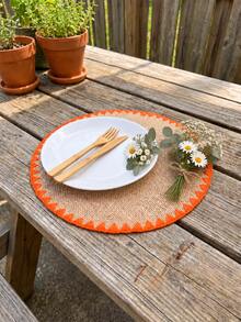 1/4/6pcs Bohemian Style Round Placemats, Natural Linen With Tassel & Shell Edge, Non-Slip Coasters For Table, Office Desk, Holiday Party, Birthday, Wedding, Home Decor - Multicolor - View 20