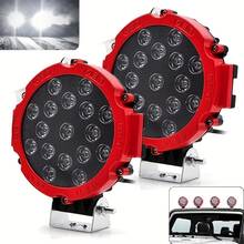 1Pc Led Light Bar 7" 51w 5100LM Red Round Spot LED Light Pod Off Road Fog Driving Roof Bar Bumper For Truck ATV UTV SUV - Flatbread - View 8