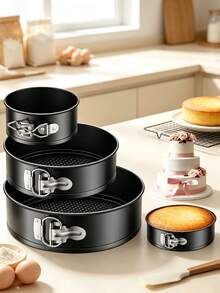 Set Loyang Kue Springform 1/3 buah, Cetakan Kue Anti Lengket dengan Alas yang Dapat Dilepas, Cetakan Kue Bulat, Cocok untuk Kue Keju, Pai, dan Makanan Penutup - Peralatan Memanggang - Gaya Bulat - View 1