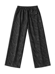 Men's Spring/Autumn Jacquard Pattern Straight-Leg Trousers, Draping Fit, Suitable For Daily Wear, Travel, Vacation, And Commuting - Black - View 4