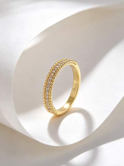 Charm-In Women's Gold Plated Cubic Zirconia Jewelry Ring | Wedding/Date Fashion Sparkling Accessory Perfect Proposal/Anniversary Gift