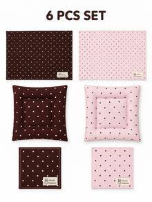 1pc Square Plaid Polka Dot Pure Cotton Thick Heat-Resistant Placemat Coaster Table Mat, Suitable For Coffee Table, Office Desk, Bedroom, Cafe And Daily Home Use - Pink Brown - View 15