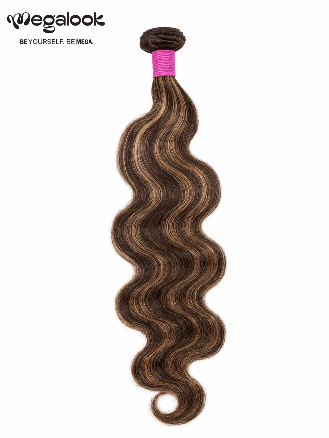 MEGALOOK 1 Bundle Balayage Highlight Body Wave 10A Brazilian Human Hair Bundles 100% Unprocessed Human Hair Soft & No Tangle Extensions Natural Looking - Multicolor - View 1