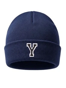 1pc Custom A-Z Embroidered Letter Ribbed Knit Beanie,Unisex Y2K Streetwear Aesthetic, Winter Warm Soft Outdoor Ski Commute Cap, Christmas New Year - Navy Blue - View 36