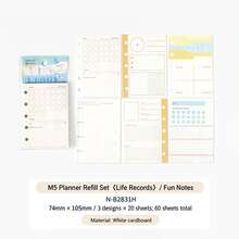 NOTE FOR M5 Loose Leaf Refill Set, Life Archiving Series, Korean Minimalist Planner M5 Refill, Suitable For Notebooks, Diaries, Planners, Back To School Season, School Opening Season - A - View 6