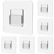6 Adhesive Shower Rack Replacement Hooks, Transparent Tape Flat Hooks, Heavy-Duty Hooks, Used For Bathroom Storage And Kitchen, Hanging Bathroom Shelves, Sinks, Kitchen Racks, And Sponge Bath Racks - Transparent - View 7