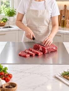 Kitchen Cutting Board, Metal Chopping Board With Rim, Suitable For Meat, Fruit, Vegetables, Bread And Baking - View 8