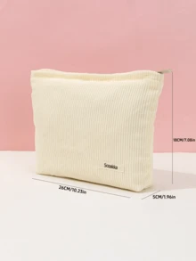 Corduroy Solid Color Makeup Bag, Large Capacity Simple Storage Bag, Toiletry Bag, Coin Purse, Convenient Carrying, Lightweight Large Capacity Storage, Lipstick, Makeup Brush, Eyebrow Pencil, Jewelry, Cosmetics Suitable For Tourism Cosmetics Storage - Multicolor - View 11