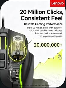 Lenovo M603 Wired Gaming Mouse, RGB Breathing Light Effect, USB Wired Mouse For Desktop/Laptop, Gaming, Office, Home Use, Black - View 4