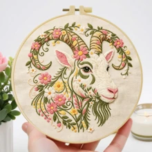 1件 20*20cm/7.9*7.9in 花卉動物刺繡套件,DIY手工刺繡套裝,適合成人初學者,居家禮物,女性縫紉禮物,含使用說明書、印花布料、刺繡框、針與線 - 20x20公分/7.9x7.9英吋 - 查看 14