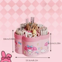 Hasbro Tempat Pena Kapasitas Besar Sanrio My Melody Berputar 360° - Gaya Pink Feminin, Kotak Penyimpanan Lucu & Praktis, Tempat Pena yang Dapat Diputar, Penyimpanan Terklasifikasi 6 Kompartemen, Desain Bukaan Ekstra Besar untuk Akses Mudah, Penggunaan Multi-Fungsional & Multi-Skenario, Tempat Pena Stiker DIY - Satu ukuran cocok untuk semua. - View 10