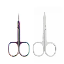 Professional Beauty Small Scissors For Eyebrows, Eyelashes, Dry Skin, Titanium Color Cuticle Scissors, Ultra-Fine Curved Blade, Multi-Function Stainless Steel Small Scissors - Multicolor - View 6