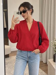 Women's Solid Color Casual Versatile Daily Long Sleeve Jacket - Red - View 1