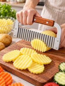 Wavy Slicer, Stainless Steel Handle Wavy Vegetable Cutter, Potato French Fries Slicer, Suitable For Potato, Carrot, Cucumber And Vegetable Cutting Wavy Knife, Kitchen Food Preparation Tool - Multicolor - View 11