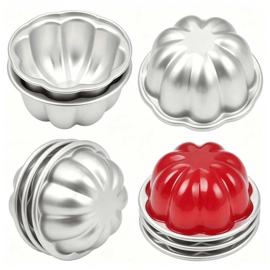 2pcs/5pcs/10pcs Mini Pudding Cup Mold, Cake Mold, Jelly Mold, Candy Mold, Non-Stick Pumpkin Flower Shape, Perfect For Birthday Celebration And Cake Baking Supplies