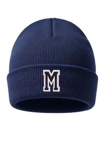 1pc Custom A-Z Embroidered Letter Ribbed Knit Beanie,Unisex Y2K Streetwear Aesthetic, Winter Warm Soft Outdoor Ski Commute Cap, Christmas New Year - Navy Blue - View 29