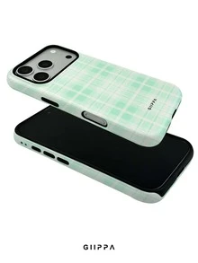 GIIPPA 1件綠色格紋圖案設計手機殼，適用於Phone 17 Pro Max，相容Phone 16 Pro Max、15 Pro Max、14 Pro Max，韓系高端時尚趣味手機殼，適合11/12/13/14/15/16 Pro Max Plus，男女皆宜的優雅設計，聖誕節、情人節、復活節、婚禮季與生日送女友的完美禮物！ - 綠色 - 查看 4
