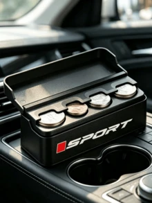 1pc Sport Style Car Coin Holder, 4 Slots Change Organizer Storage Box, Portable Dustproof Coin Case For Toll Booth Parking, Universal Car Interior Accessories For Most Vehicles Trucks SUV - SPORT - View 8