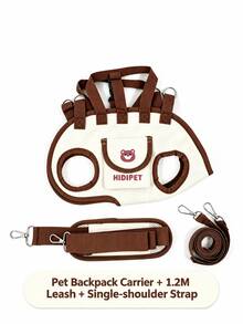 1pc Dog Travel Backpack, Dual Shoulder/One Shoulder/Hand-Carry/Crossbody Pet Carrier, Portable Breathable With Leash And Adjustable Strap - Multicolor - View 9