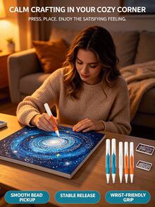 2pcs/1set Automatic Dispensing Diamond Painting Pen, No Wax Needed, Non-Slip Reusable, Rhinestone Dotting Tool, Suitable For DIY Diamond Painting Projects, 3 Colors Available, Suitable For Art Enthusiasts, Can Be Used As A Gift - Sets - View 6