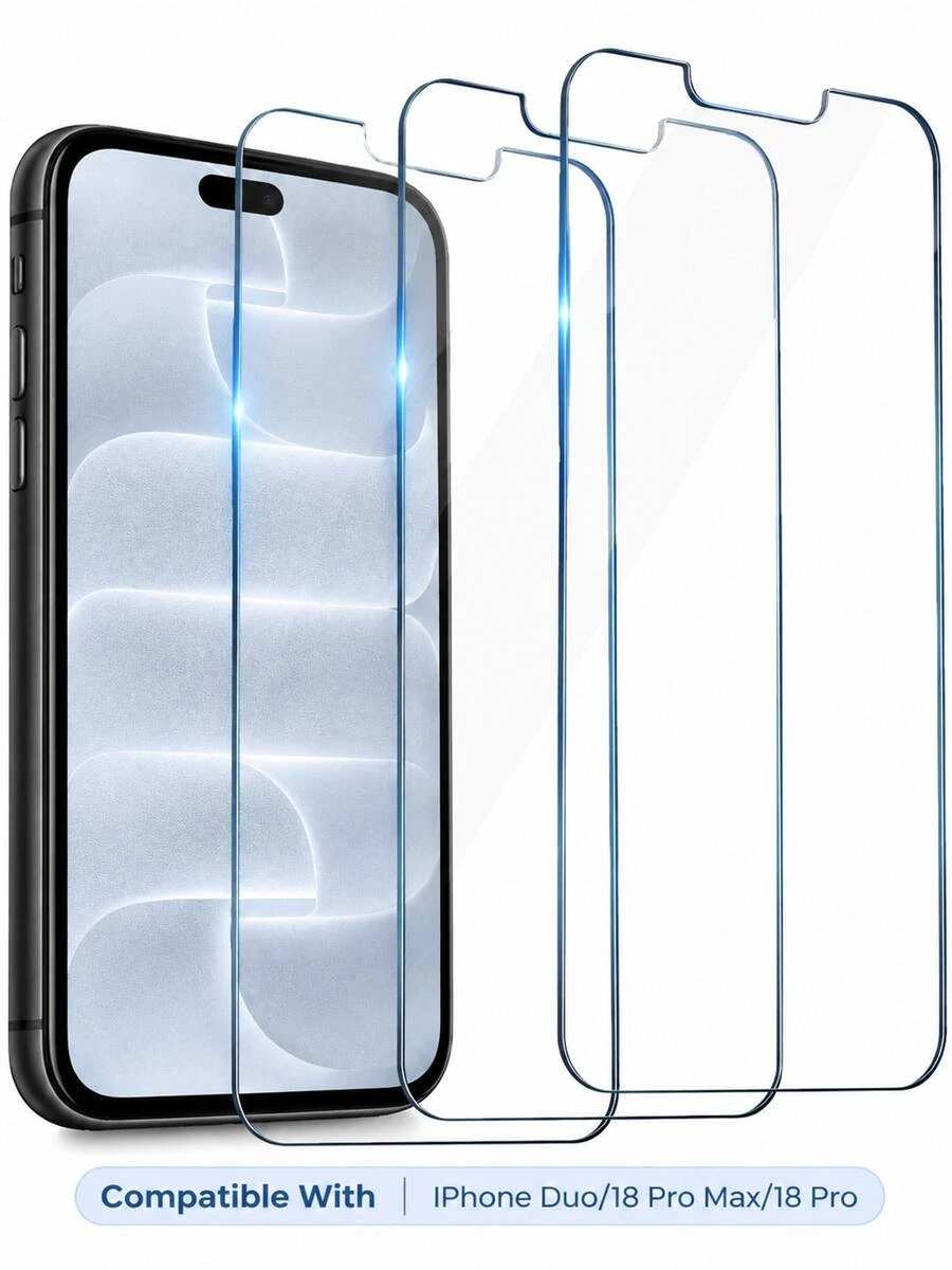 3pcs/Set High Definition Tempered Glass Screen Protector, Compatible With IPhone 18Pro/18Pro Max/17/17Pro/17Pro Max/16/15/14/13/12/11 Pro Max, Also Compatible With IPhone 7/8 Plus/X/XS Max/XR - 9H Hardness, High Definition Anti-Scratch (Non-Full Screen) - Clear - View 1