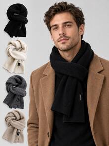 Men's Solid Color Winter Scarf, Soft Warm Cross-Over Wrap Neck Warmer, Casual Daily Outdoor Accessory - Multicolor - View 1