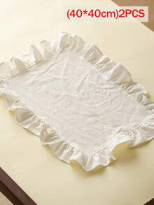2/6/12pcs Ruffle Edge Napkins, Selected Soft Linen Fabric, With Gentle Pleated Ruffle Trim. Minimalist Cream White Texture, Suitable For Nordic Dining Table, Decorate Daily Meals, Easily Enhance Dining Atmosphere. - White - View 8
