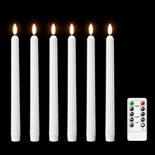 Bộ 6 nến trụ không lửa (có điều khiển từ xa và chức năng hẹn giờ); chạy bằng pin (không bao gồm pin); hiệu ứng ngọn lửa nhấp nháy; phù hợp cho sinh nhật, tiệc tùng, trang trí nhà thờ và các sự kiện lễ hội - Nhiều màu - Xem 10