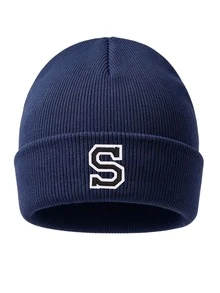 1pc Custom A-Z Embroidered Letter Ribbed Knit Beanie,Unisex Y2K Streetwear Aesthetic, Winter Warm Soft Outdoor Ski Commute Cap, Christmas New Year - Navy Blue - View 25