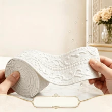 1PC 2.3m/90.55inch Self-Adhesive Skirting Boards-Flexible Decorations,3D,Self-Adhesive Peel & Stick, For Home Office Wall Waistlines Baseboards - C - View 3