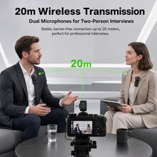 HITOZON 專業無線領夾式麥克風，即插即用，30小時續航充電盒，智能降噪，兼容 與 Android，適用影片錄製、Vlog、直播 - 黑色 - 查看 5