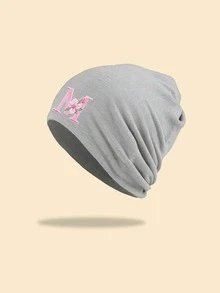 1pc Unisex A-Z Letters Thin Slouch Beanie Hat, Ponytail Design Hat For Women, ,Outdoor Skull Cap, Ideal For Spring/Autumn Streetwear - Grey - View 29
