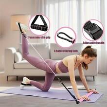Bộ 8 món thanh tập Pilates kèm 4 dây kháng lực (140 Lbs), bộ thiết bị tập gym tại nhà di động với dây đeo cổ chân và ba lô dây rút, phù hợp cho nam và nữ tập thể dục - Nhiều màu - Xem 7