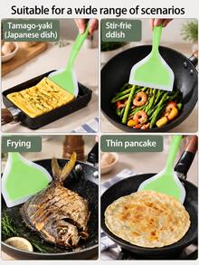 Random 2/1pc Silicone Wok Spatula, Translucent Kitchen Frying Spatula, Cabinet Cookware, Home Cooking Wide-Mouth Slotted Spatula - Multicolor - View 4