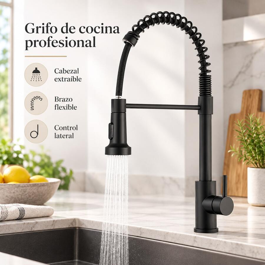 1 pieza Juego de extensión universal para grifos de cocina con rociador, manguera y cabezal giratorio 360° con diseño antisalpicaduras y ahorro de agua con cierre de un clic, accesorio para decoración del hogar, baño, regalo para navidad, verano, invierno, inauguración de casa, boda y fiesta - A - Ver 1