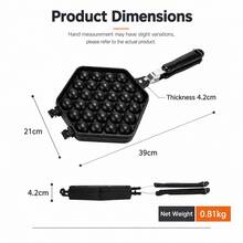 30-Hole Egg Waffle Maker Pan, Double-Sided Non-Stick Bubble Waffle Mold, Stovetop Cast Iron Pancake Pan With Long Handle, For Egg Waffles, Bubble Waffles, Mini Cakes & Sweet Snacks - View 12