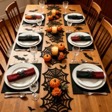4/12pcs Halloween Spider Napkin Rings Creative Table Decor Napkin Holders Party Dinner Tabletop Arrangement Props Holiday Accessories - Multicolor - View 2