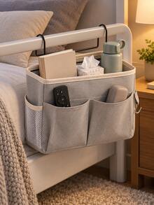 2pcs/1pc Bedside Hanging Storage Organizer, Washable Fabric Material, Suitable For Dormitory Bunk Bed, Desk And Other Places, Equipped With Metal Frame Hook, Can Hang Multiple Storage Pockets. - Multicolor - View 6
