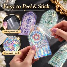 Moonlight Window Series PET 3D Holographic Sticker Pack, Vintage Window Ice Crystal Scrapbooking Material Stickers, DIY Decorative Stickers - Multicolor - View 9