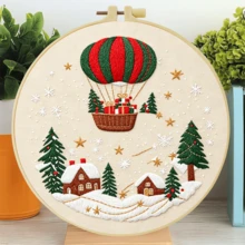 1PC 20*20cm/7.9*7.9in,Christmas Party Embroidery Kit, DIY Handmade Embroidery Set For Adult Beginners, Home Gift, Women's Sewing Gift, Including User Manual, Printed Pattern Fabric, Embroidery Frame, Needle And Thread. - 20x20cm/7.9x7.9in - View 7