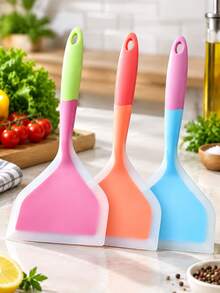 2/1pc Silicone Spatula Set, Non-Stick Heat-Resistant Turner, Suitable For Pancakes, Steak, Stirring, Grilling Kitchen Use, Multi-Color - Multicolor - View 9
