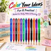 12 Pack Erasable Gel Pens, 0.5mm Fine Point Retractable Pens In 2 Styles And 6 Assorted Colors, Smooth Writing Erasable Pens For School Office Notes Journaling Homework And Daily Writing - Multiple Styles - View 10