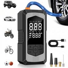 1 buah Pompa Ban Portabel Kompresor Udara, Pompa Udara Tanpa Kabel 150 PSI untuk Ban Mobil dengan Lampu LED, Pengukur Tekanan Digital, Pompa Sepeda Mati Otomatis untuk Mobil, Sepeda Motor, Sepeda, dan Bola Olahraga - Wireless - View 2