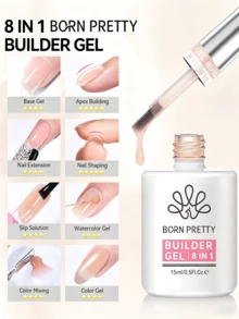 BORN PRETTY 15ML 8-in-1 Builder Gel untuk Kuku, Gel Keras Penutup Nude Netral untuk Pembentukan Apex & Ekstensi Kuku, Gel Dasar Transparan & Perekat Rhinestone, Dikeringkan dengan UV LED untuk DIY di Rumah & Manikur Salon - MultiWarna - View 13