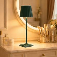 LED Smart High Brightness Desk Lamp, 1800mAh Rechargeable Lithium Battery, Touch Control, 3-Color Light Modes With Adjustable Brightness, Compact Night Light, Adjustable Height, Vintage Pleated Solid Color Design, Suitable For Bedroom, Living Room, Windowsill, Dining Room, Office Soft Lighting - Desk Lamp - View 4