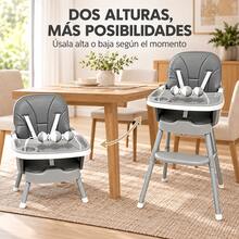 Silla alta para niños, dos modos de altura, incluye vajilla - Gris - Ver 2