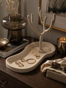 1pc Elegant Jewelry Storage Tree With Tray, Decorative Necklace Holder, Ring & Earring Display Stand, Vanity Bedroom Home Decor Gift, Jewelry Organizer Tree, Ray, Ring & Earring Storage, Room Decor Jewelry Rack, Jewelry Stand - Multicolor - View 5