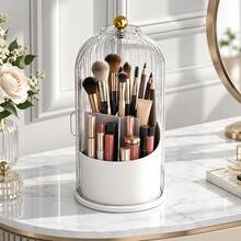 Dust-Proof Makeup Brush Storage Rack With Transparent Lid, Large Capacity Desktop Cosmetic Organizer, Suitable For Lipsticks And Beauty Tools - Multicolor - View 4